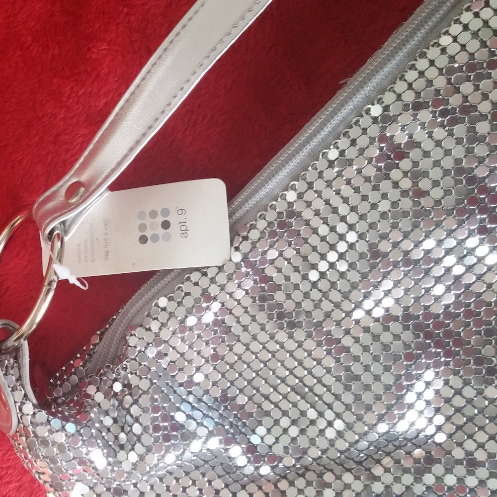Apt. 9, new silver purse, 14X7 inches